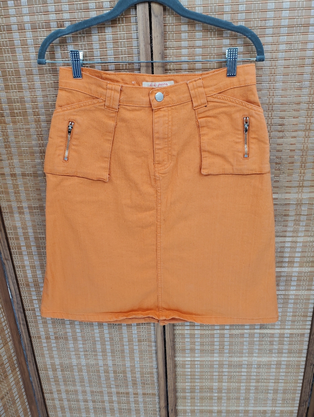 โค b.b. Jeans Orange Denim Utility Pencil Skirt Size 3